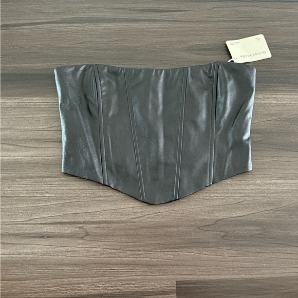 NWT Run The Show PU Bustier Top - Picture 3 of 5